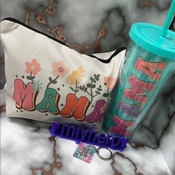 Accessories - MVP MAMA 3pc set with tumbler, makeup bag and keychain